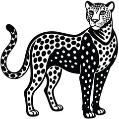 Majestic wild leopard vector illustration depicts a spotted feline predator