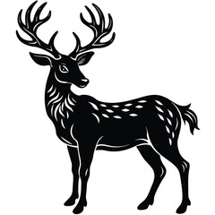 Wild deer silhouette vector illustration mammal