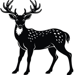 Wild deer silhouette vector illustration mammal