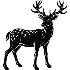 Obraz premium Wild deer silhouette vector illustration mammal