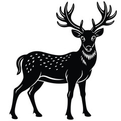 Wild deer silhouette vector illustration mammal
