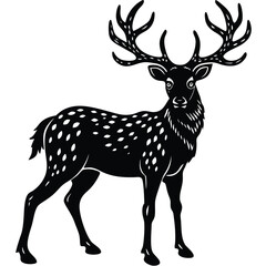 Wild deer silhouette vector illustration mammal