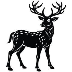 Wild deer silhouette vector illustration mammal