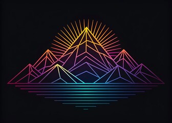 Minimalist Mountain Sunrise Tattoo Design: Simple Line Art Landscape