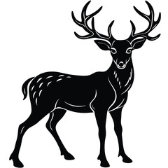 Wild deer silhouette vector illustration mammal