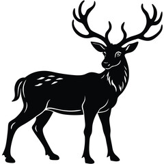 Fototapeta premium Wild deer silhouette vector illustration mammal