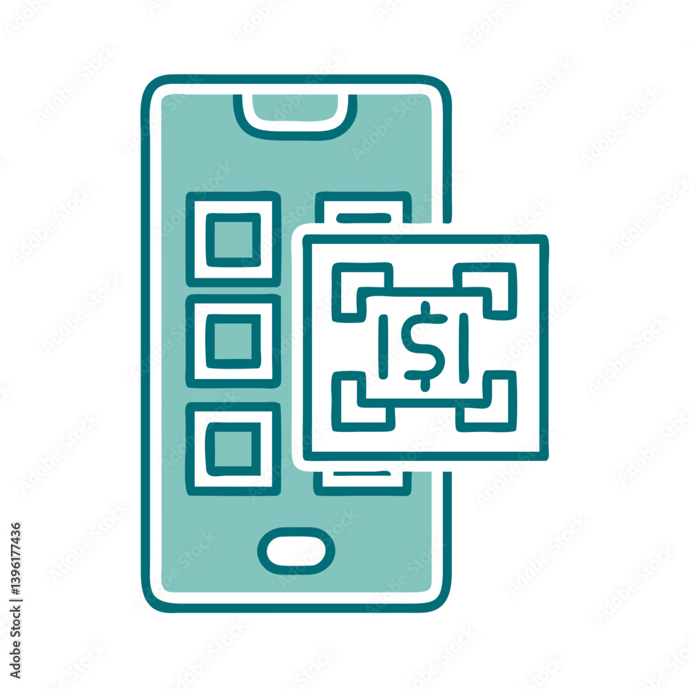 Poster qr code payment application icon design