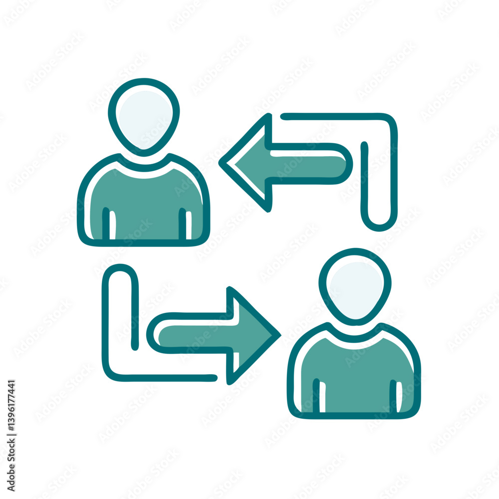 Poster peer-to-peer transfer icon design with arrow elements