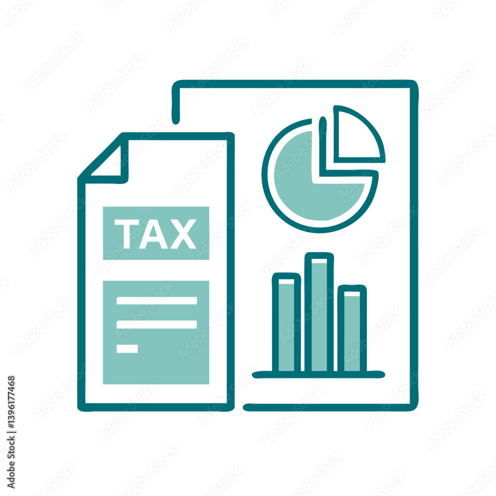 Poster tax report with chart and graphs in minimalistic style