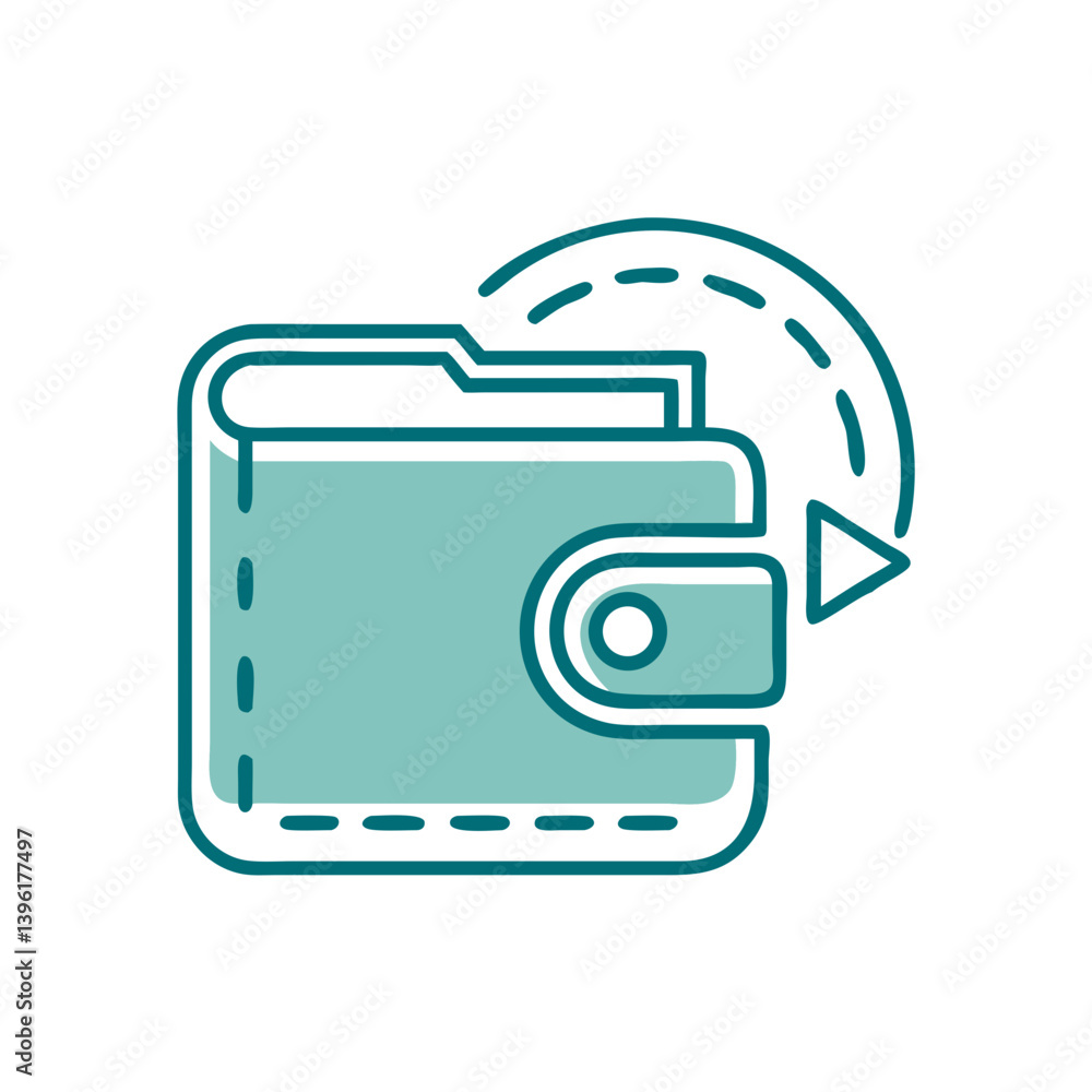 Poster wallet icon representing backup process in minimalist style