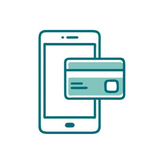 Mobile payment concept with smartphone and credit card illustration  