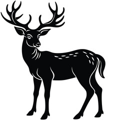 Wild deer silhouette vector illustration mammal