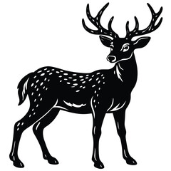Wild deer silhouette vector illustration mammal