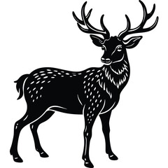 Wild deer silhouette vector illustration mammal