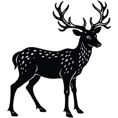 Wild deer silhouette vector illustration mammal