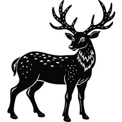 Wild deer silhouette vector illustration mammal