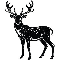 Wild deer silhouette vector illustration mammal