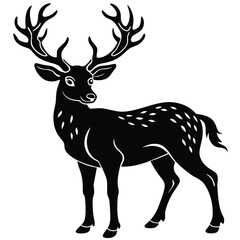 Wild deer silhouette vector illustration mammal