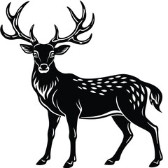 Wild deer silhouette vector illustration mammal