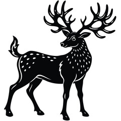 Wild deer silhouette vector illustration mammal
