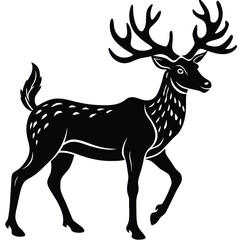 Wild deer silhouette vector illustration mammal