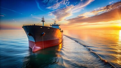 Naklejka premium Minimalist Ocean Vessel: Imposing Bow of a Giant Tanker Ship at Sea