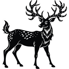 Wild deer silhouette vector illustration mammal