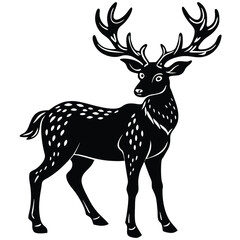 Wild deer silhouette vector illustration mammal