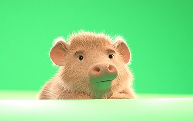 Cute Piglet Green Screen.