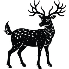 Wild deer silhouette vector illustration mammal