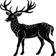 Wild deer silhouette vector illustration mammal