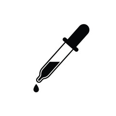 Black And White Pipette Illustration Science Healthcare And Laboratory Minimalist Graphic