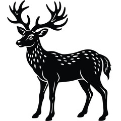 Wild deer silhouette vector illustration mammal
