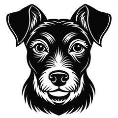 Black and white dog portrait head illustration