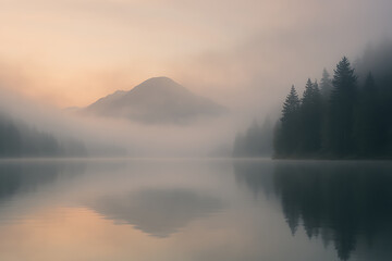 Fototapeta premium Fog over the lake