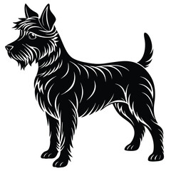 Obraz premium Black silhouette vector illustration of a black and white dog, a domestic animal pet