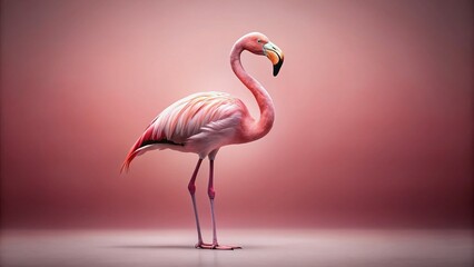 Fototapeta premium Minimalist Pink Flamingo on Pink Background - Elegant Bird Photography