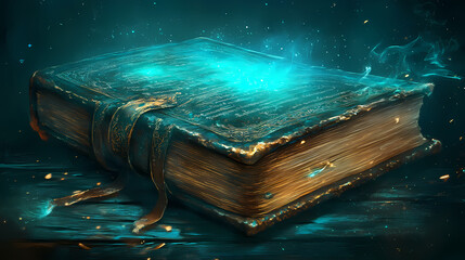 Enchanted grimoire: a mystical book of spells and secrets. Eclipsed Scroll. Illustration