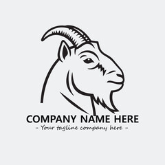 Head of goat illustration black and white for logo company vector image
