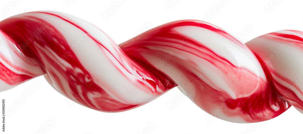 Aufkleber white and red twisted candy with glossy surface and abstract design on transparent background
