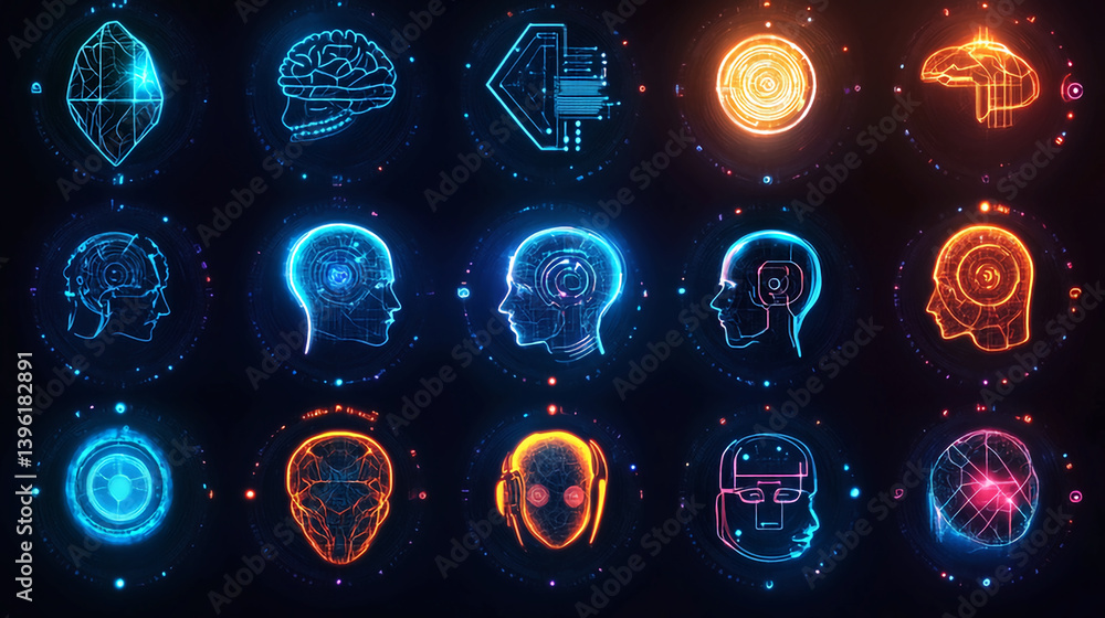 Aufkleber artificial intelligence ai technology digital brain innovation future learning concept tech design