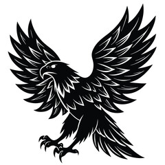 Obraz premium Black eagle silhouette vector illustration features tribal wing design
