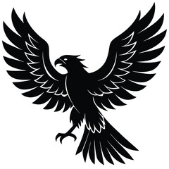 Obraz premium Black eagle silhouette vector illustration features tribal wing design