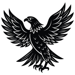 Black eagle silhouette vector illustration features tribal wing design