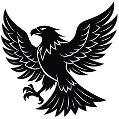 Black eagle silhouette vector illustration features tribal wing design