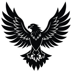 Black eagle silhouette vector illustration features tribal wing design