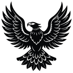 Fototapeta premium Black eagle silhouette vector illustration features tribal wing design
