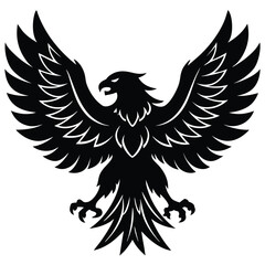 Obraz premium Black eagle silhouette vector illustration features tribal wing design