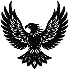Black eagle silhouette vector illustration features tribal wing design