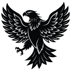 Black eagle silhouette vector illustration features tribal wing design